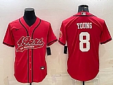 Men's San Francisco 49ers #8 Steve Young Red With Patch Cool Base Stitched Baseball Jersey,baseball caps,new era cap wholesale,wholesale hats